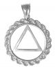 307-2 Sterling Circle Triangle Pendant w/Rope trim